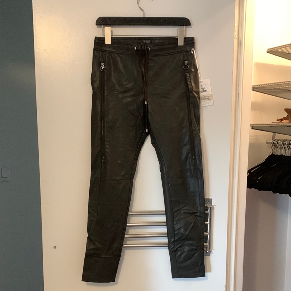 Women’s Dark Brown Leather Jogger Pants